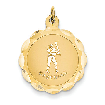 14K Gold Baseball Disc Charm