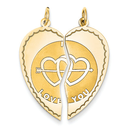 14K Gold Break-apart I Love You Charm