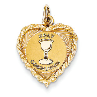 14K Gold Holy Communion Heart Disc Charm