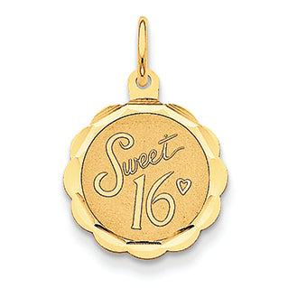 14K Gold Sweet Sixteen Disc Charm