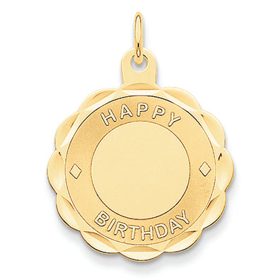 14K Gold Happy Birthday Disc Pendant