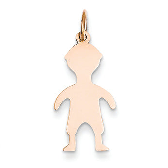14K Gold Rose Gold Solid Polished Engravable Boy Charm