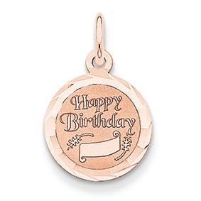 14K Gold Rose Gold Happy Birthday Disc Charm