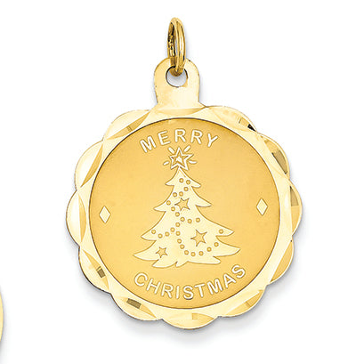 14K Gold Merry Christmas Disc Charm