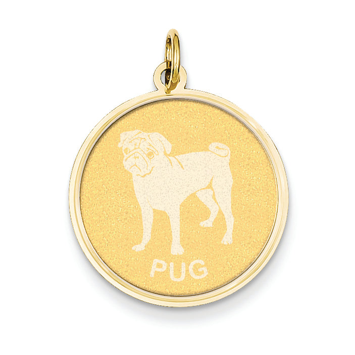 14K Gold Pug Disc Charm