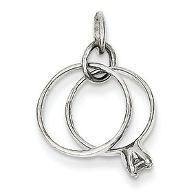 14K White Gold Polished CZ Wedding Rings Charm