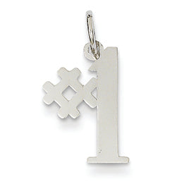 14K White Gold Polished #1 Charm