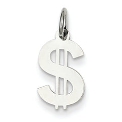14K White Gold Polished Dollar Sign Charm