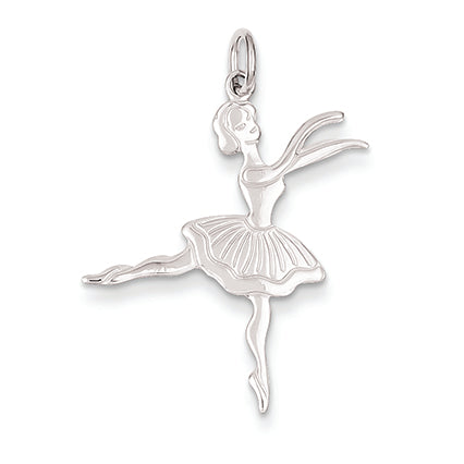14K White Gold Satin Polished Ballerina Charm
