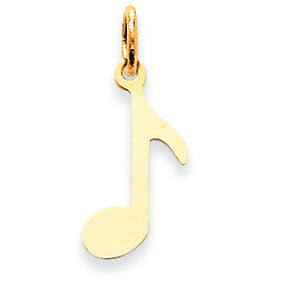 14K Gold Polished Musical Note Charm