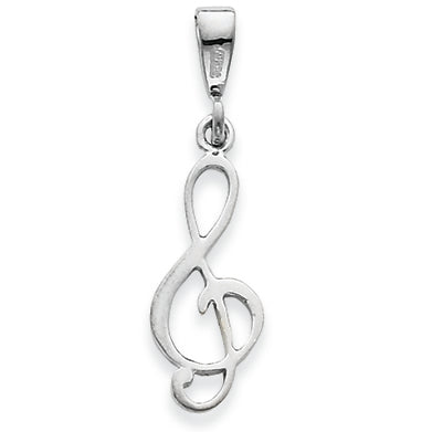 14K White Gold Music Note Pendant