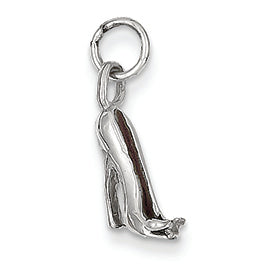 14K White Gold Solid 3-Dimensional French Slipper Charm