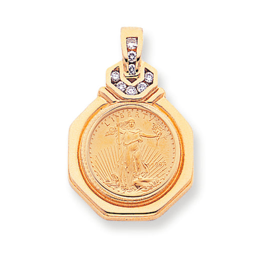 0.3 Carat 14K Gold Diamond coin bezel pendant