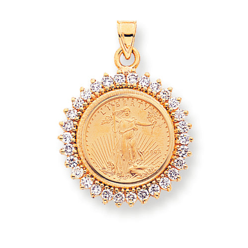 1.1 Carat 14K Gold Diamond coin bezel pendant