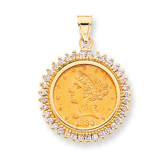 1.3 Carat 14K Gold Diamond coin bezel pendant
