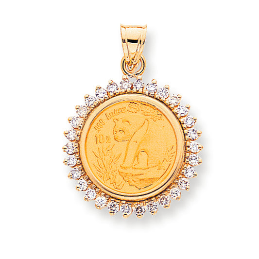 0.9 Carat 14K Gold Diamond coin bezel pendant
