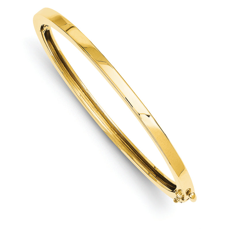 14K Gold 3.6mm Polished Solid Hinged Bangle Bracelet