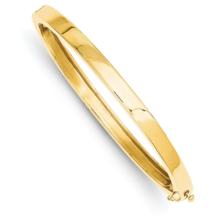 14K Gold 5.3mm Polished Solid Hinged Bangle Bracelet