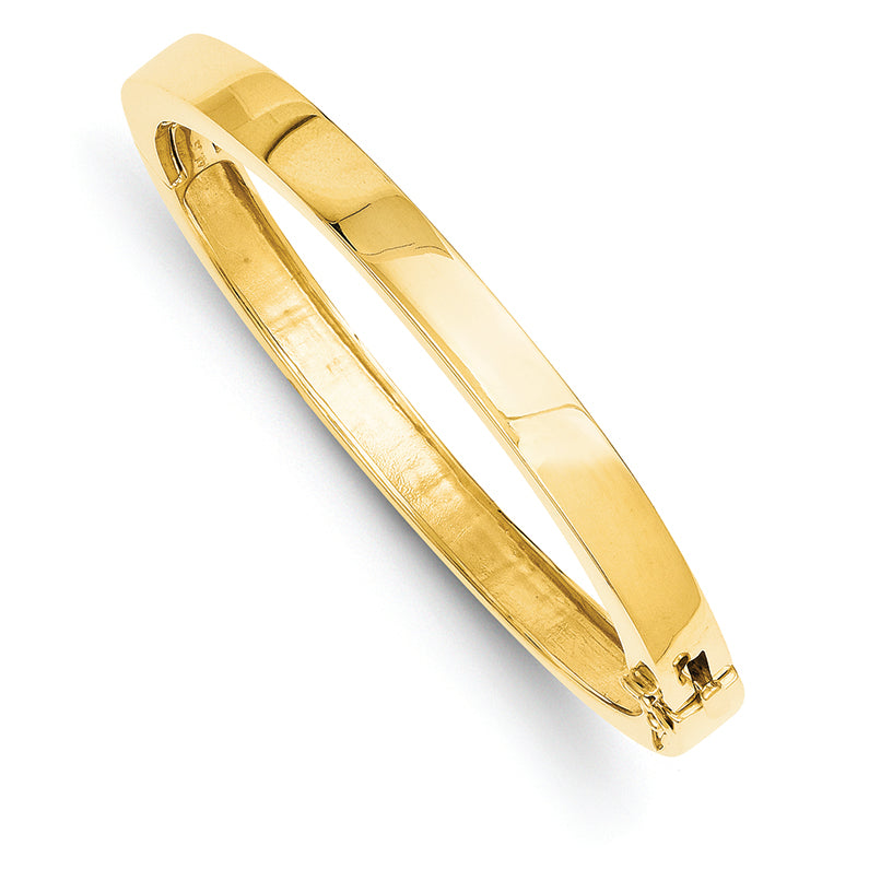 14K Gold 6.3mm Polished Solid Hinged Bangle Bracelet