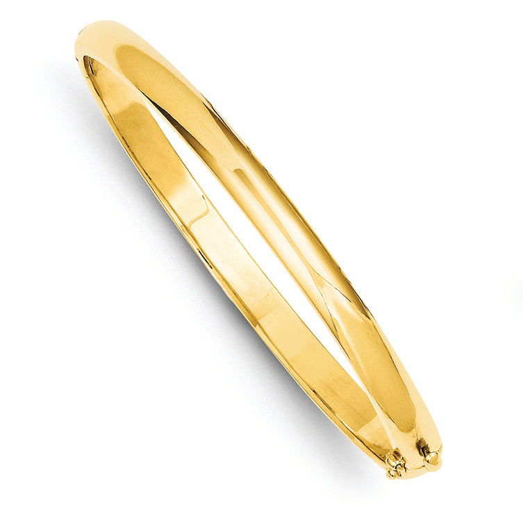 14K Gold 5.6mm Polished Solid Hinged Bangle Bracelet