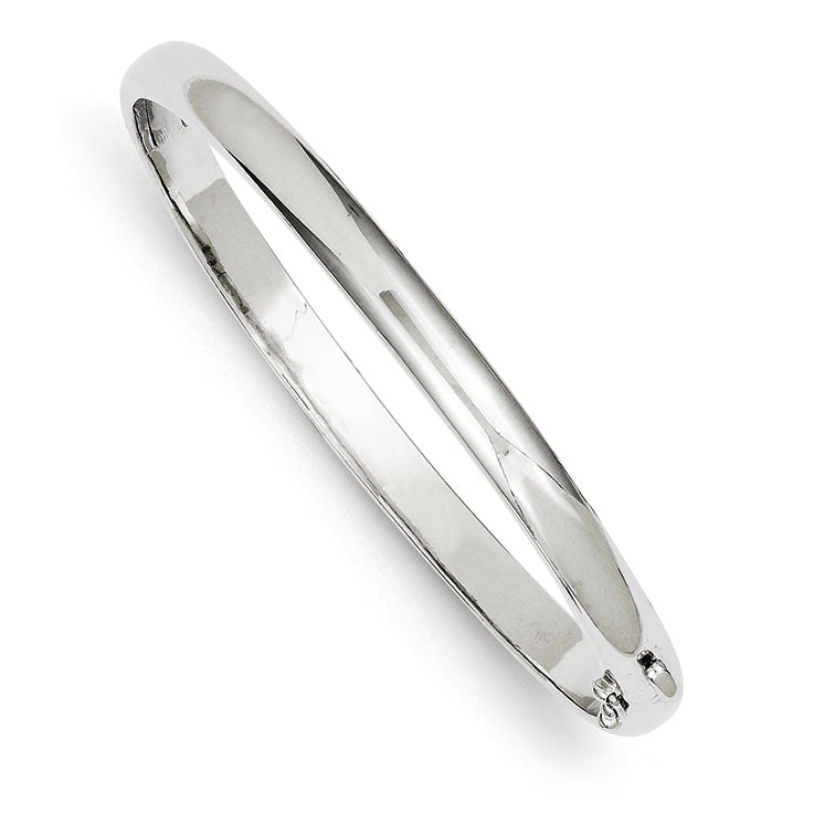 14K White Gold 5.6mm Polished Casted Hinged Bangle Bracelet