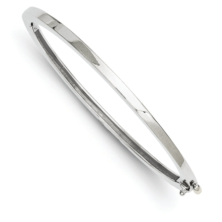 14K White Gold 2.5mm Polished Casted Hinged Bangle Bracelet