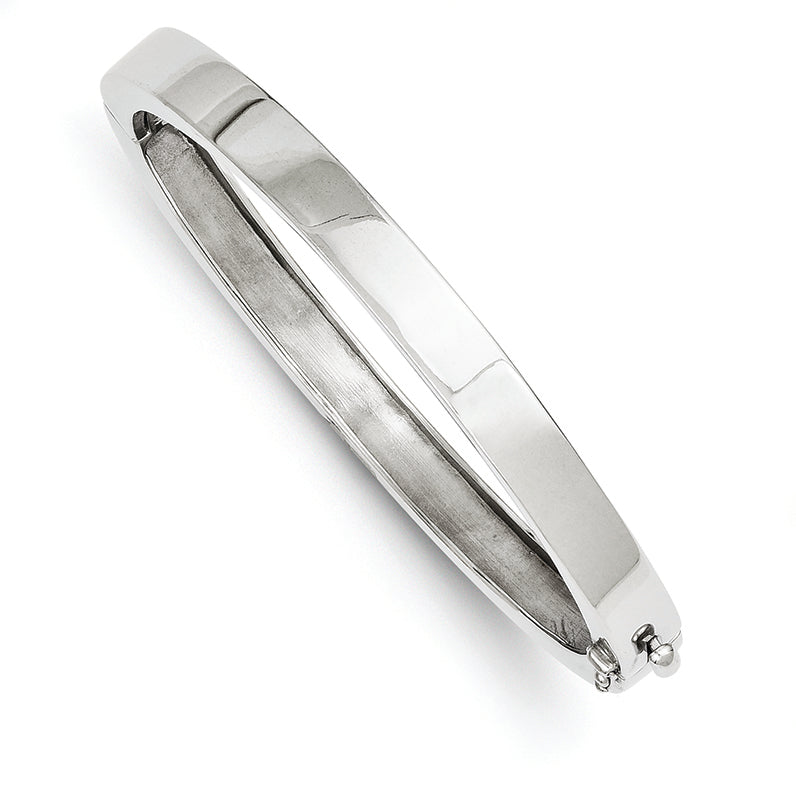 14K White Gold 6.3mm Polished Casted Hinged Bangle Bracelet