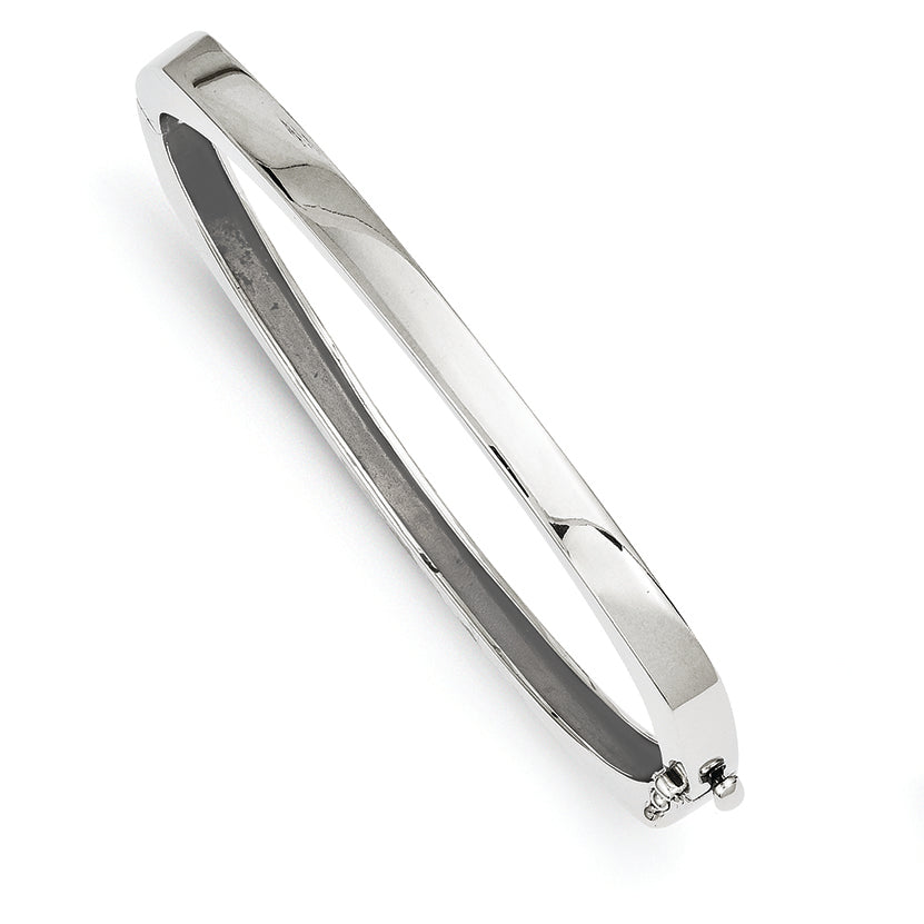 14K White Gold 4.8mm Polished Casted Hinged Bangle Bracelet