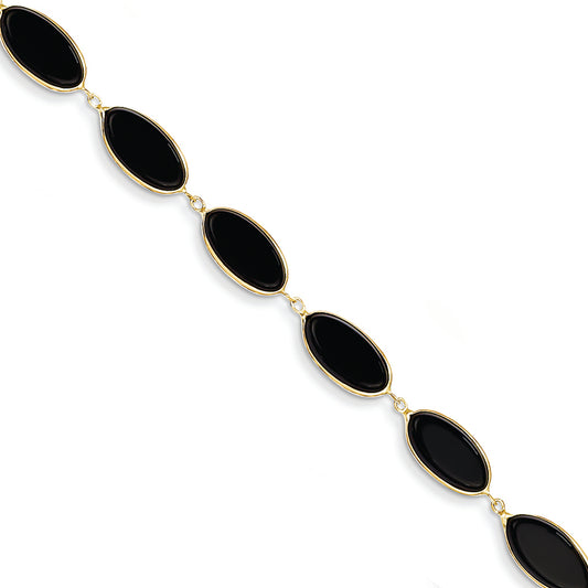 14K Gold Onyx Bracelet 7.25 Inches