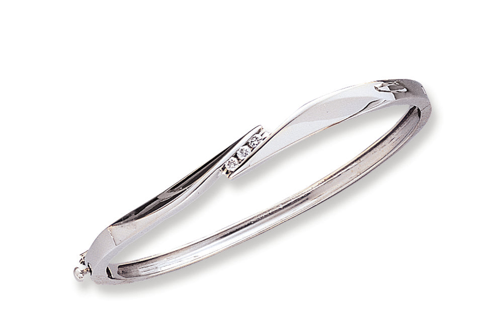 0.1 Carat 14K White Gold Diamond bangle
