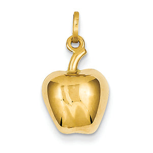 14K Gold Puffed Apple Charm
