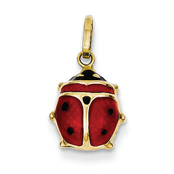 14K Gold Red Enameled Ladybug Charm