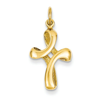 14K Gold Polished Cross Charm