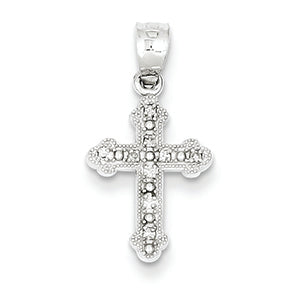 14K White Gold Diamond Cross Pendant
