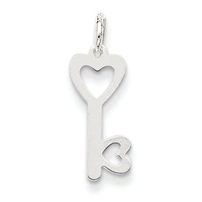 14K White Gold Heart-Shaped Key & Lock Charm