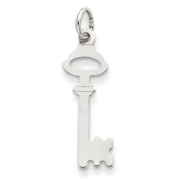 14K White Gold Polished Key Charm