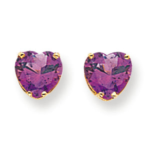 3 Carat 14K Gold 8mm Heart Amethyst earring