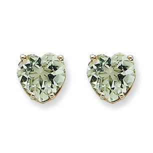 3.6 Carat 14K Goldw 8mm Heart Green Amethyst Earring