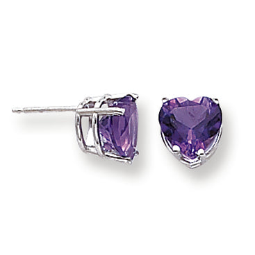 3 Carat 14K White Gold 8mm Heart Amethyst earring
