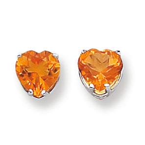 3.4 Carat 14K Gold Citrine Diamond heart stud earring