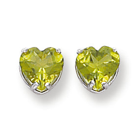 4 Carat 14K White Gold 8mm Heart Peridot earring