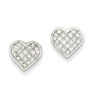 0.5 Carat 14K White Gold Diamond Heart Earrings