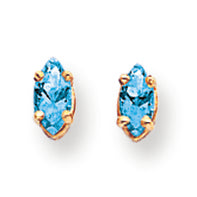 0.4 Carat 14K Gold Blue Topaz Diamond marquis stud earring