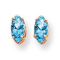 0.6 Carat 14K Gold 6x3mm Marquise Blue Topaz earring