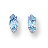 0.6 Carat 14K White Gold 6x3mm Marquise Blue Topaz earring