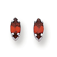 0.7 Carat 14K Gold Garnet Diamond marquis stud earring
