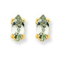 0.6 Carat 14K Gold 7x3.5 Marquise Green Amethyst Earring