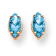 0.9 Carat 14K Gold 7x3.5mm Marquise Blue Topaz earring