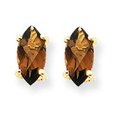 0.7 Carat 14K Gold 7x3.5 Marquise Smokey Quartz Earring