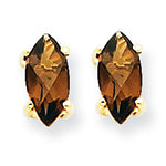 0.7 Carat 14K Gold 7x3.5 Marquise Smokey Quartz Earring